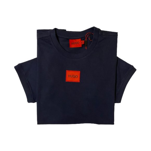 NWT HUGO BOSS Men's Black Crew-neck T-Shirt With Red logo label Size S, M, L - Picture 3 of 6